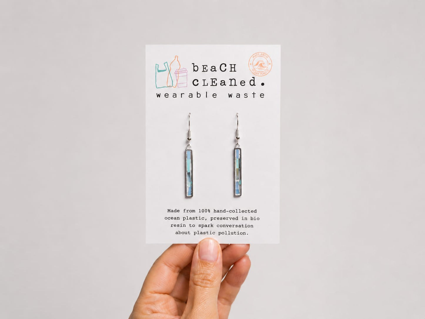 Beach-Cleaned Drop Bar Earrings | Contemporary Sustainable Jewellery