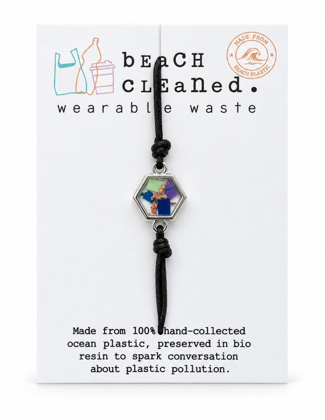 Beach-Cleaned Hex Friendship Bracelet | Handmade Sustainable Jewellery