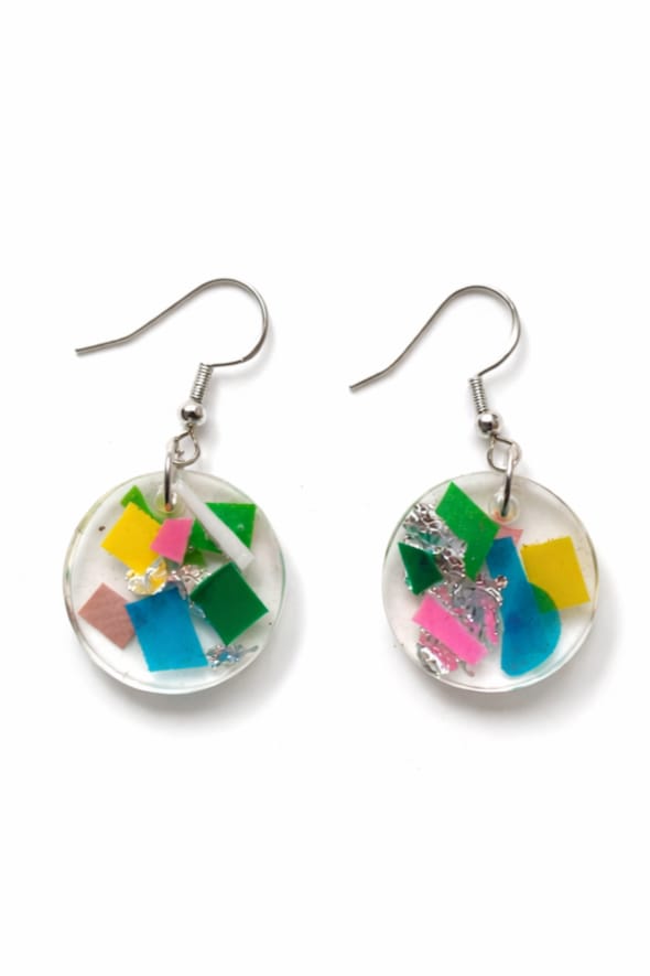 Beach-Cleaned Circle Dangle Earrings | Handmade Sustainable Jewellery