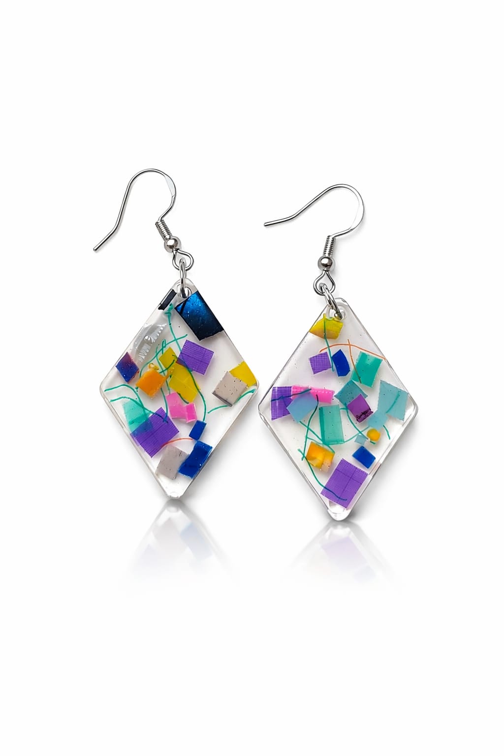 Beach-Cleaned Diamond Dangle Earrings | Handmade Sustainable Jewellery