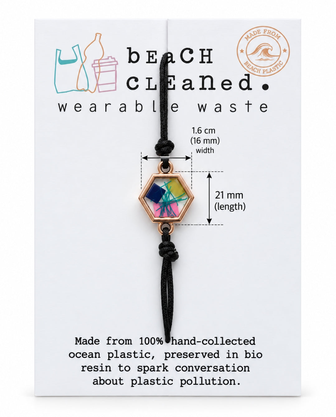 Beach-Cleaned Hex Friendship Bracelet | Handmade Sustainable Jewellery