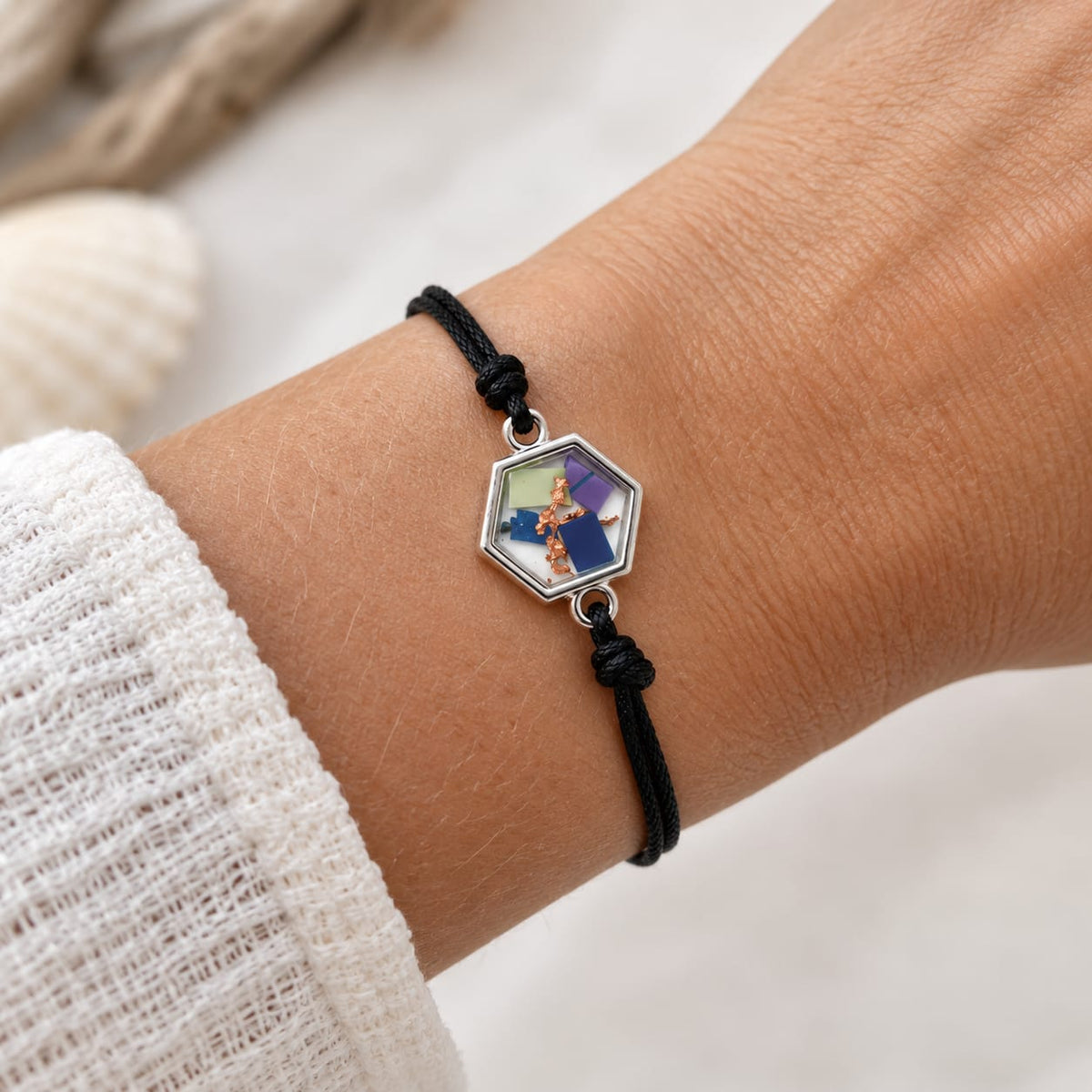 Beach-Cleaned Hex Friendship Bracelet | Handmade Sustainable Jewellery