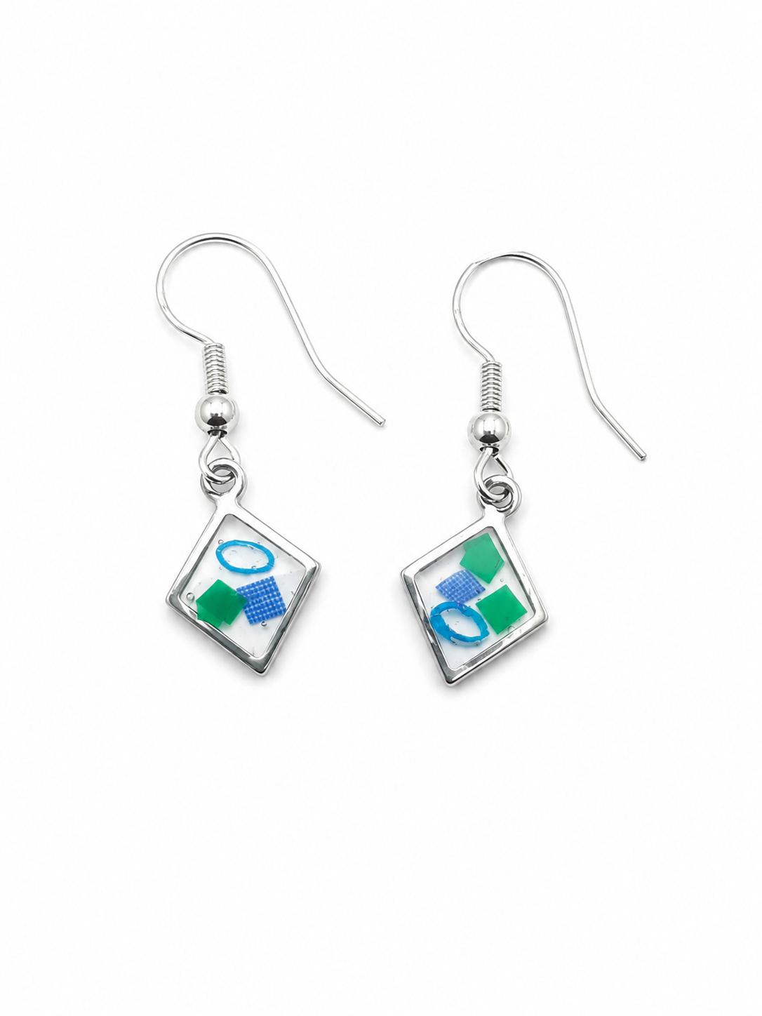 Beach-Cleaned Diamond Charm Dangle Earrings | Handmade Sustainable Jewellery
