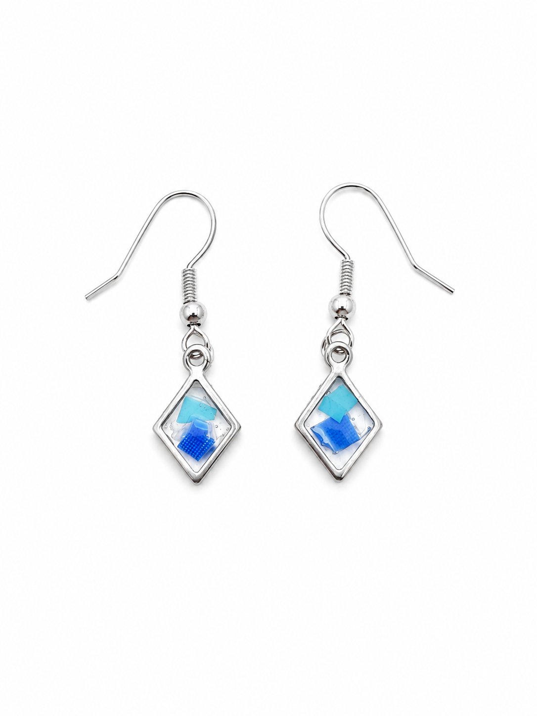 Beach-Cleaned Diamond Charm Dangle Earrings | Handmade Sustainable Jewellery