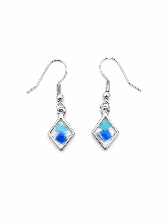 Beach-Cleaned Diamond Charm Dangle Earrings | Handmade Sustainable Jewellery