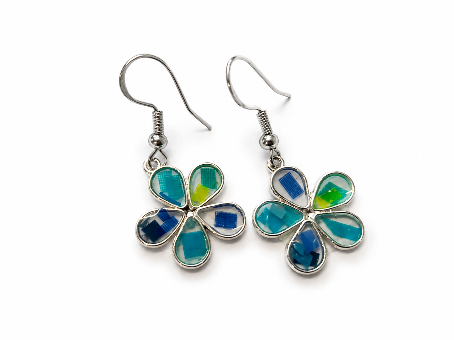 Beach-Cleaned Flower Drop Earrings | Handmade Sustainable Jewellery