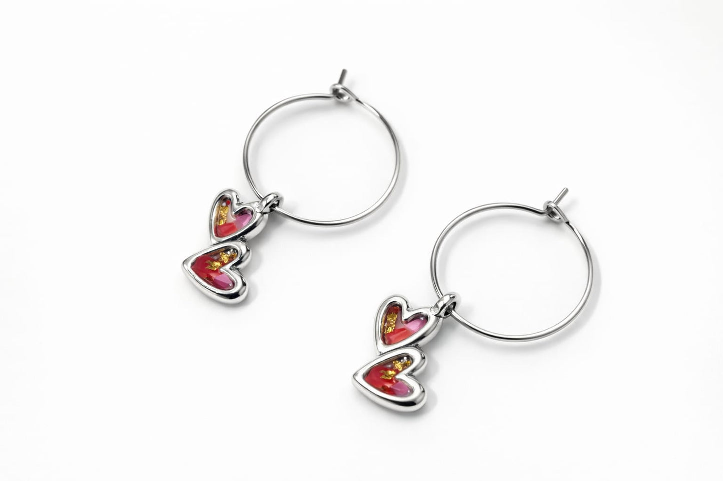 Beach Cleaned - Valentines Heart Charm Hoops Earring