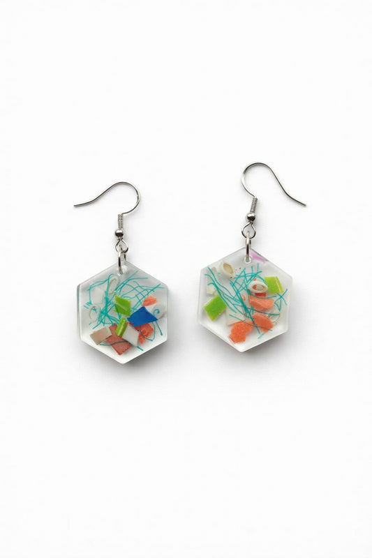 Beach Cleaned - Honeycomb Dangle Earrings