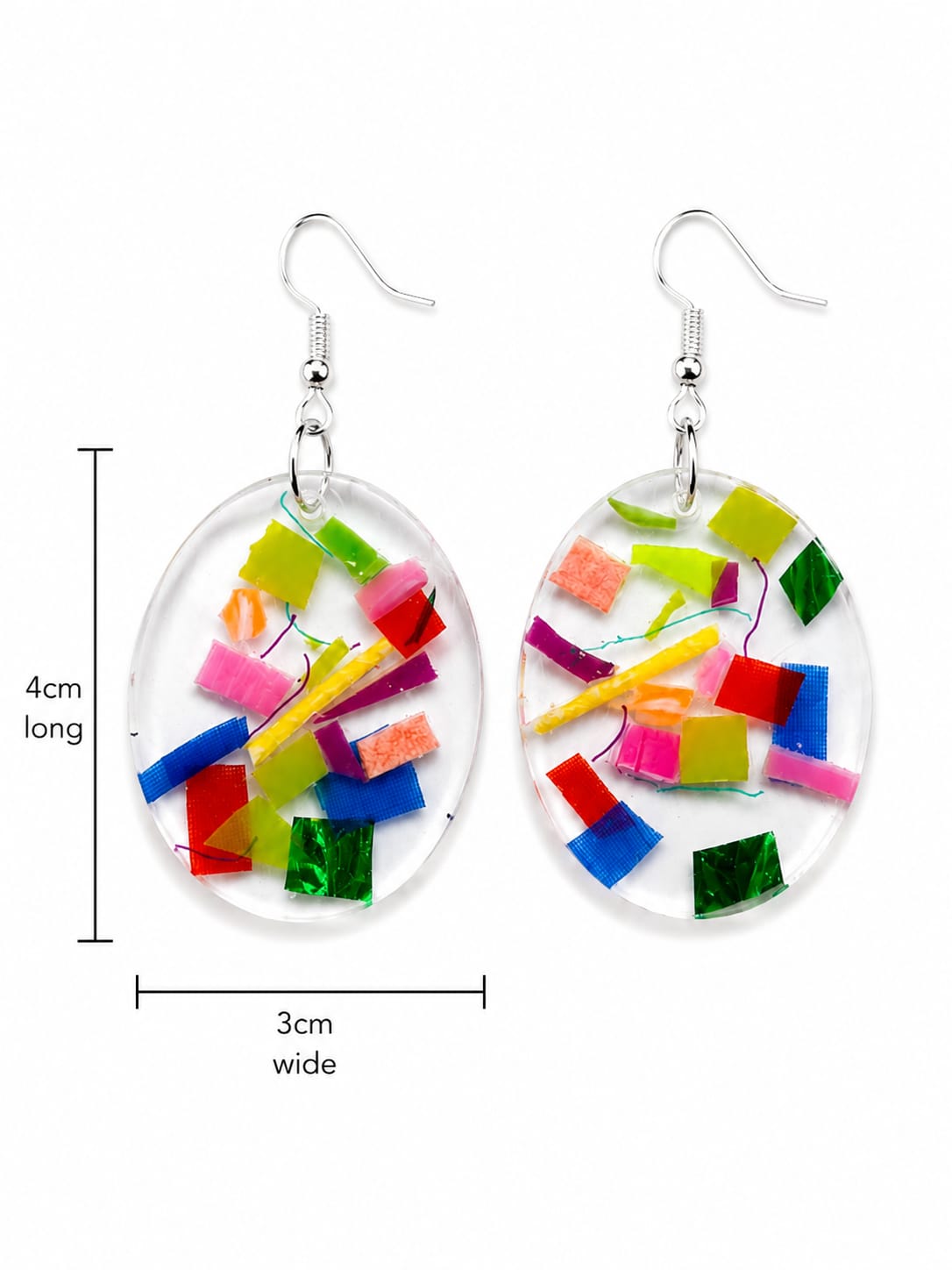 Beach-Cleaned Oval Dangle Earrings | Handmade Sustainable Jewellery