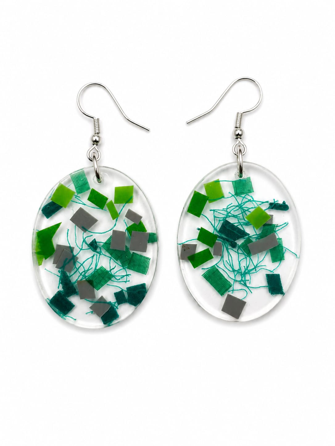 Beach-Cleaned Oval Dangle Earrings | Handmade Sustainable Jewellery