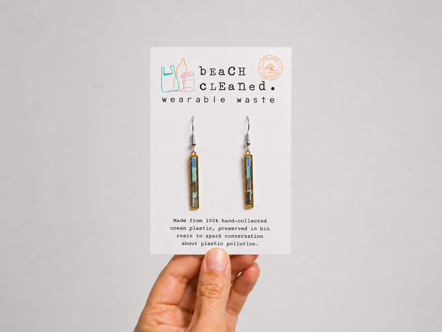 Beach-Cleaned Drop Bar Earrings | Contemporary Sustainable Jewellery