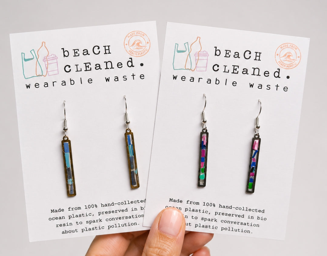 Beach-Cleaned Drop Bar Earrings | Contemporary Sustainable Jewellery