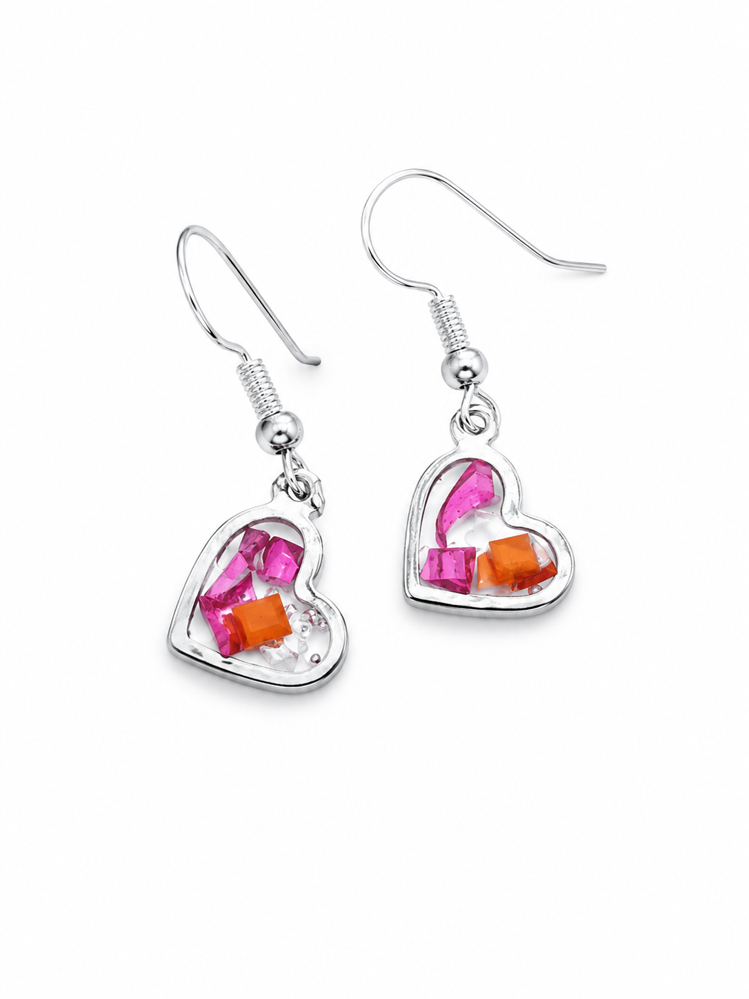 Beach-Cleaned Heart Charm Dangle Earrings | Handmade Sustainable Jewellery