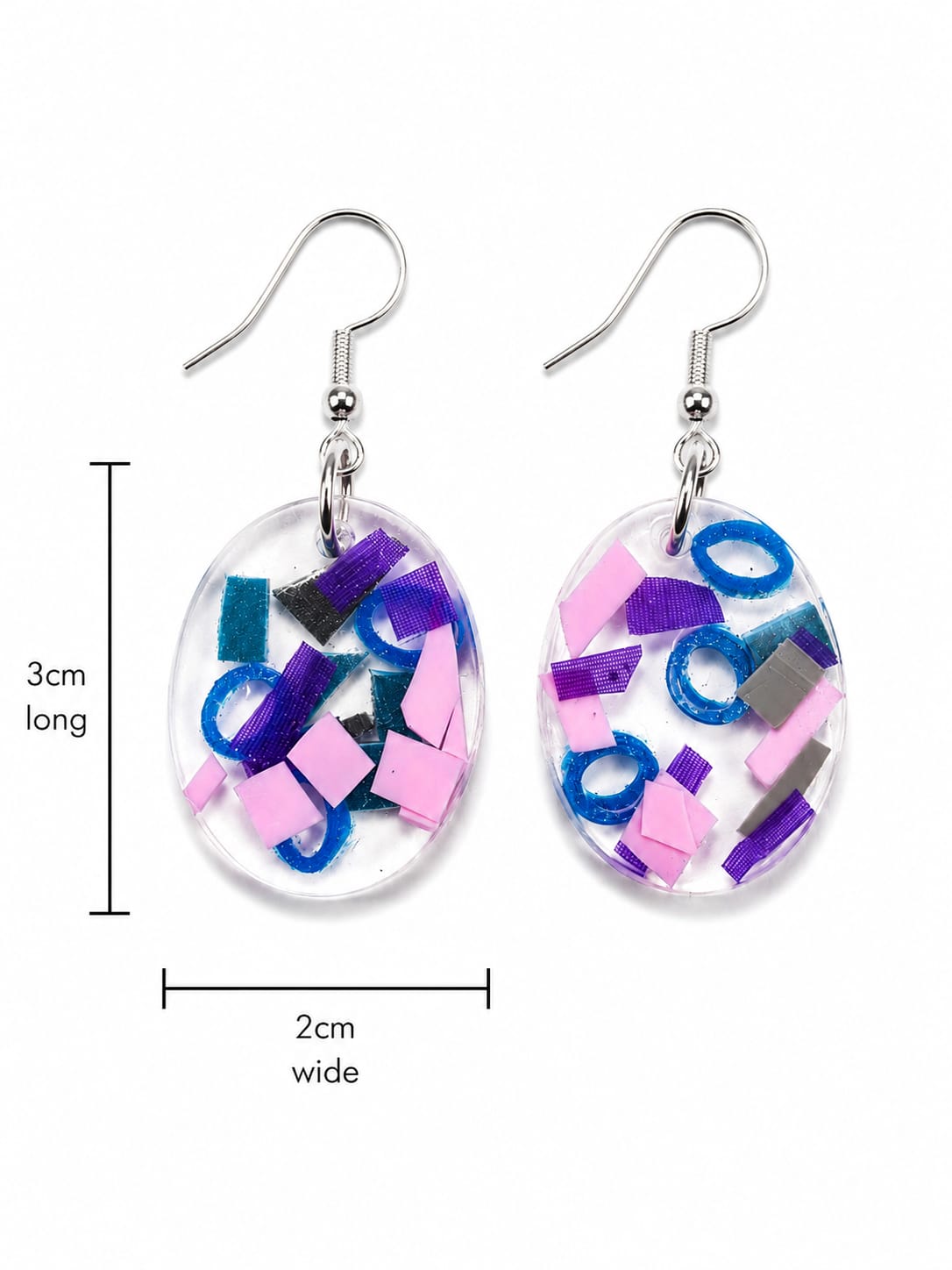 Beach-Cleaned Oval Dangle Earrings | Handmade Sustainable Jewellery