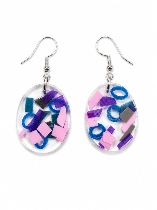 Beach-Cleaned Oval Dangle Earrings | Handmade Sustainable Jewellery