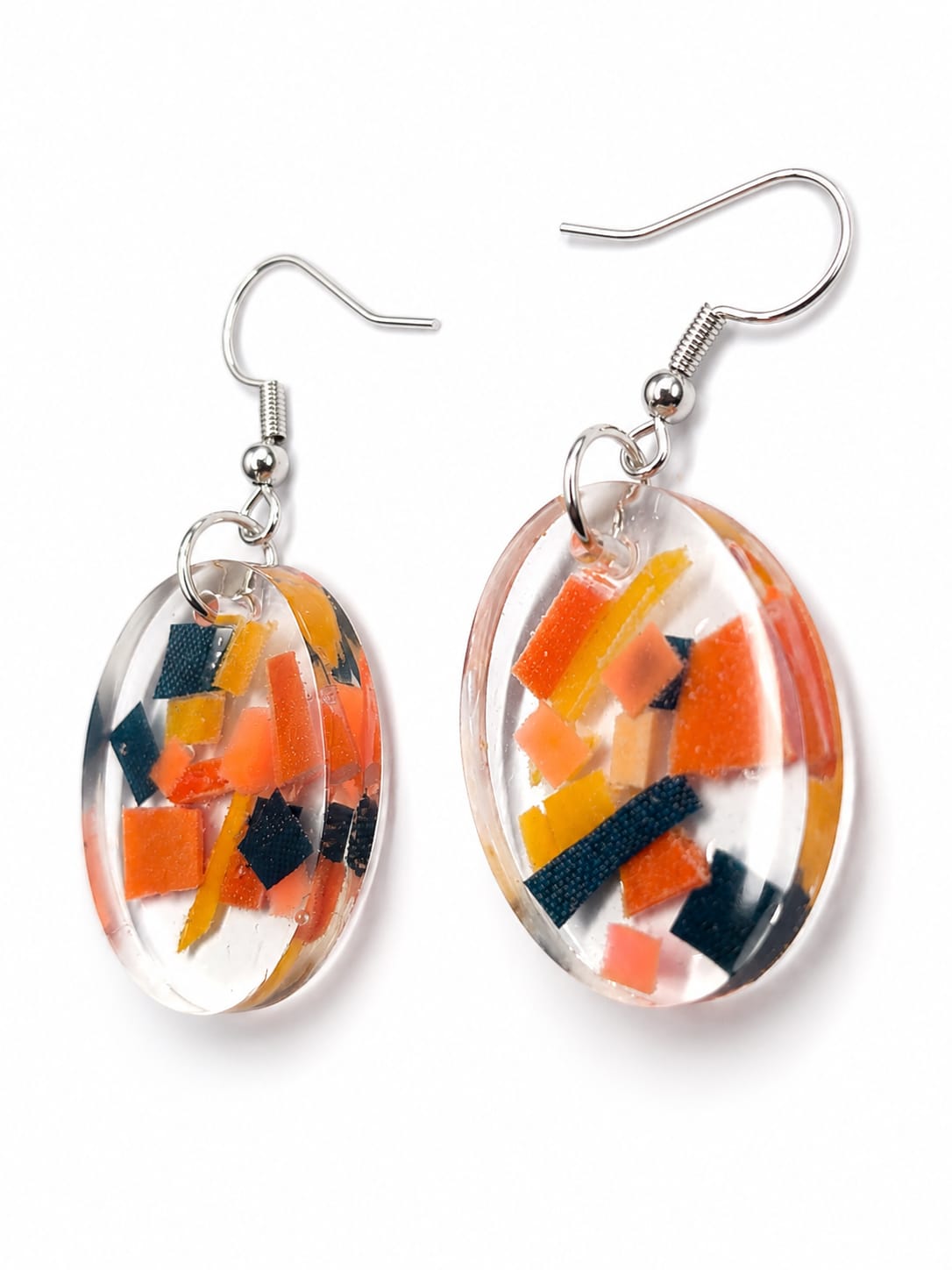 Beach-Cleaned Oval Dangle Earrings | Handmade Sustainable Jewellery