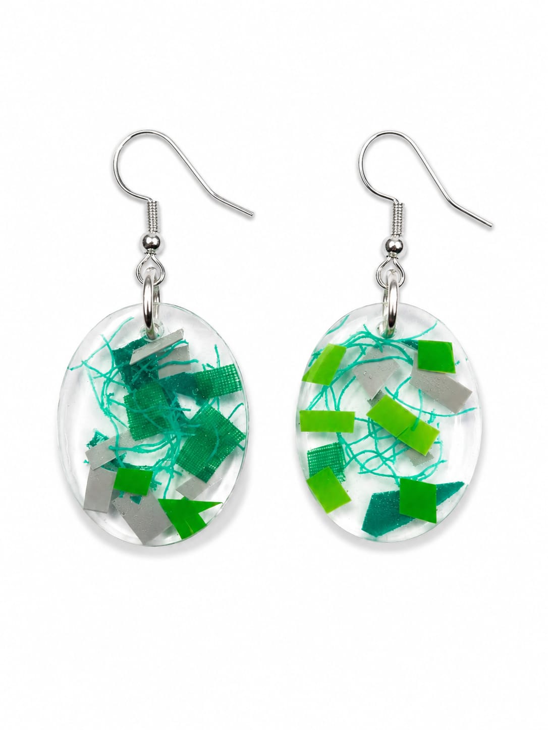 Beach-Cleaned Oval Dangle Earrings | Handmade Sustainable Jewellery