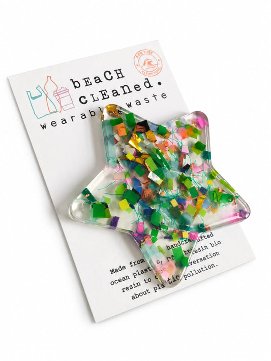 Beach-Cleaned Solid Star Tree Decoration| Handmade Sustainable Decoration