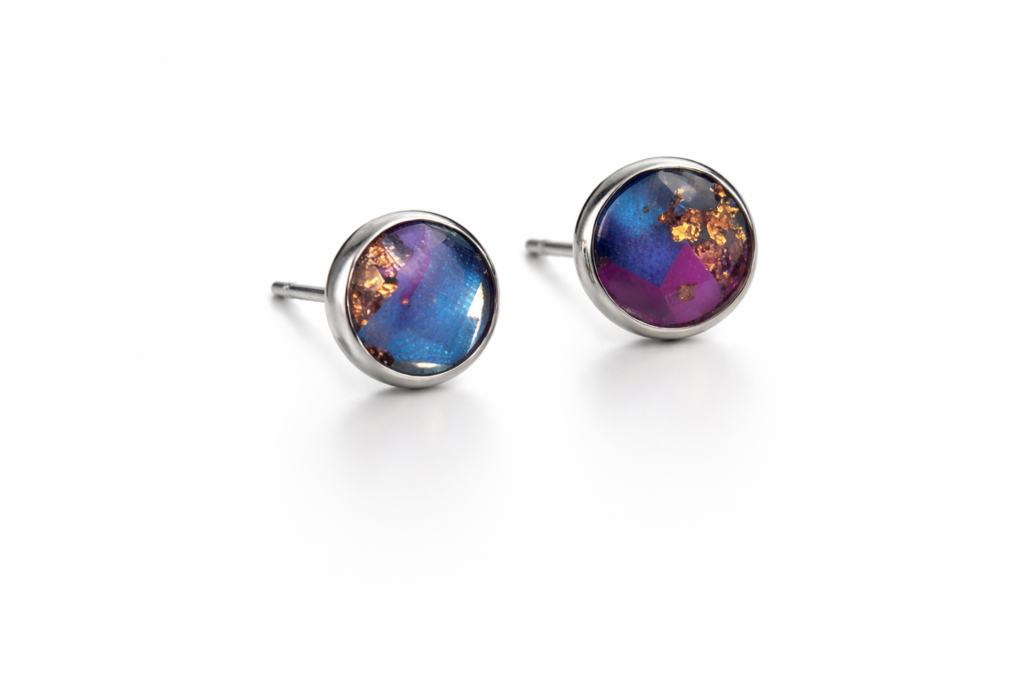 Beach-Cleaned Round Stud Earrings | Handmade Sustainable Jewellery