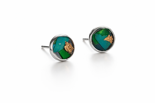 Beach-Cleaned Round Stud Earrings | Handmade Sustainable Jewellery
