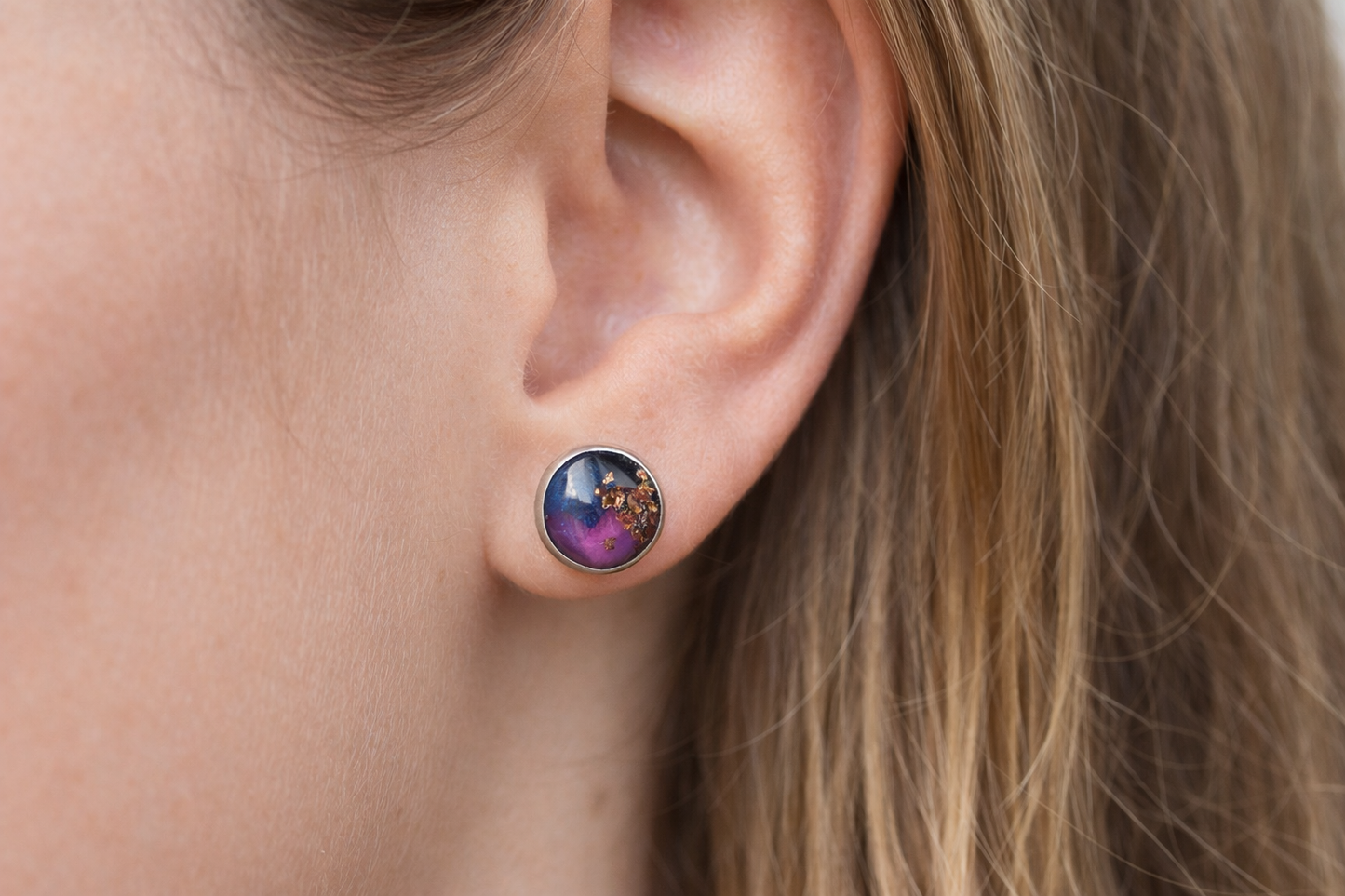 Beach-Cleaned Round Stud Earrings | Handmade Sustainable Jewellery