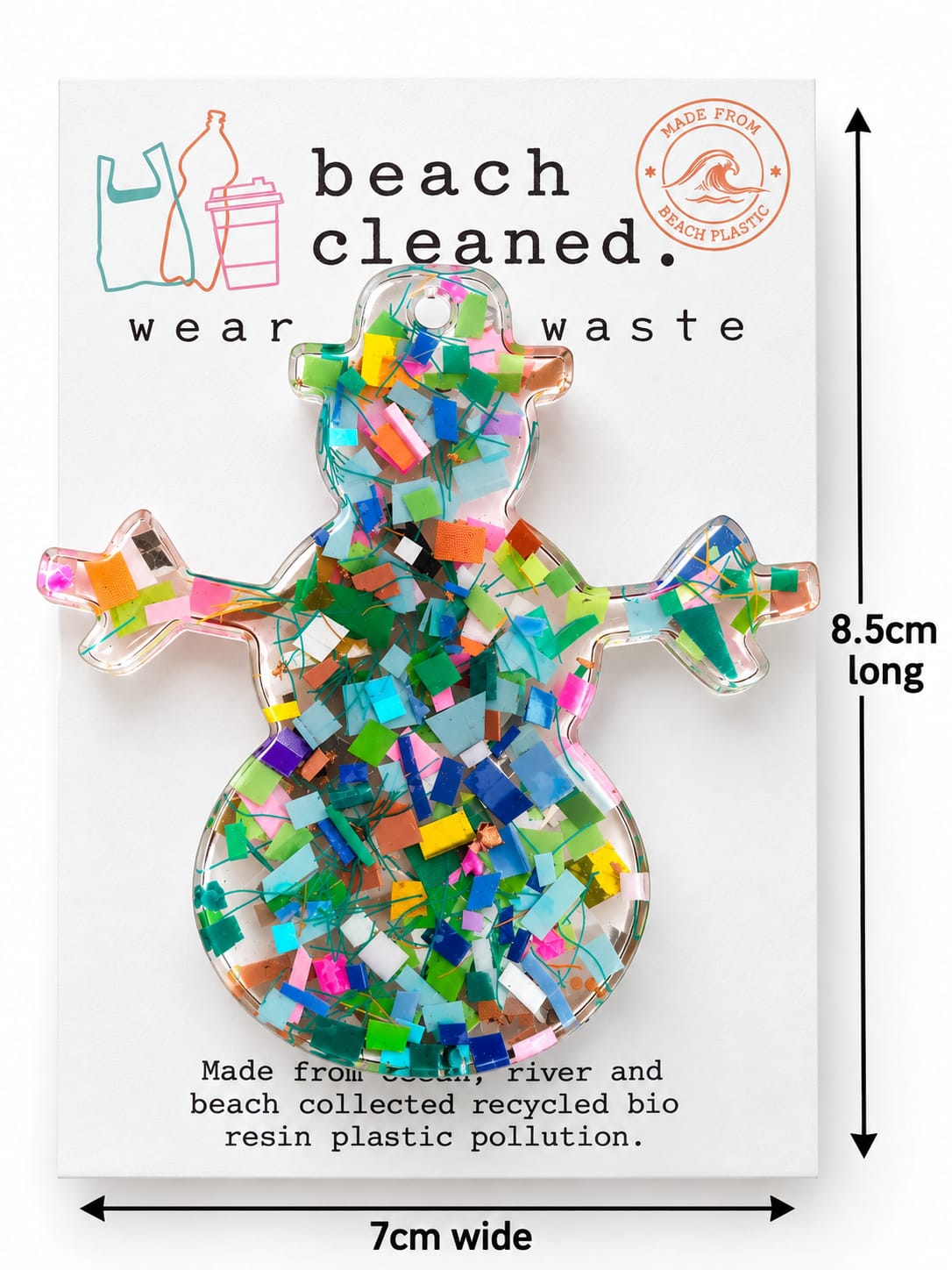 Beach-Cleaned Snowman Christmas Tree Decoration | Handmade Sustainable Decoration