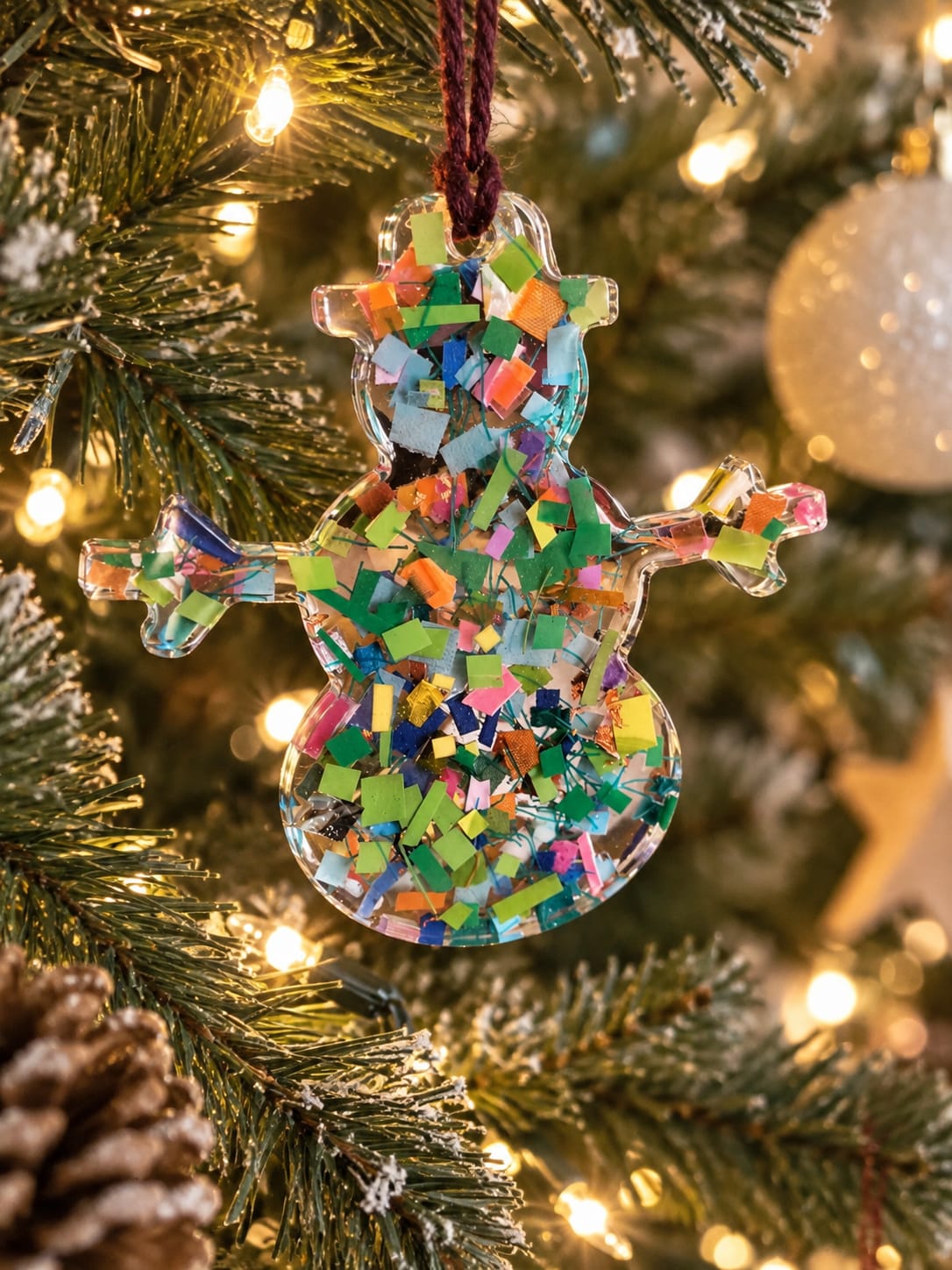 Beach-Cleaned Snowman Christmas Tree Decoration | Handmade Sustainable Decoration