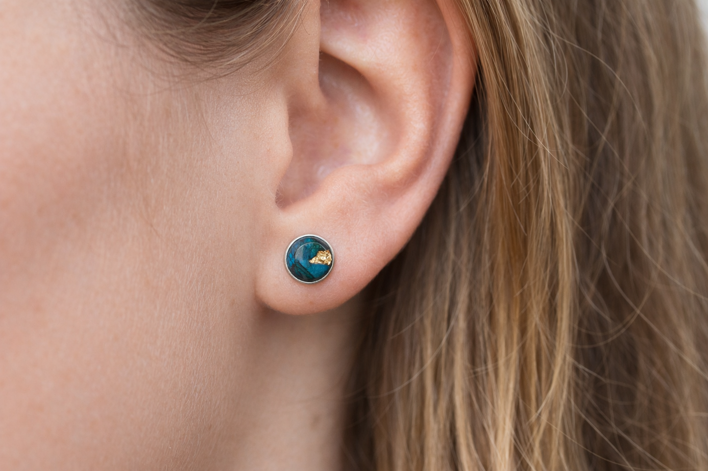 Beach-Cleaned Round Stud Earrings | Handmade Sustainable Jewellery