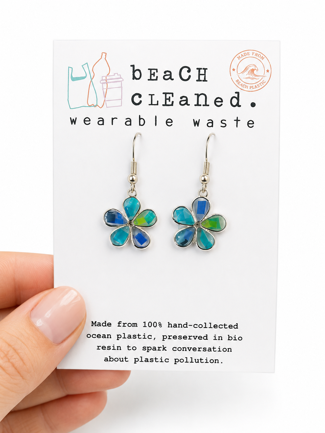 Beach-Cleaned flower Earrings | Contemporary Sustainable Jewellery