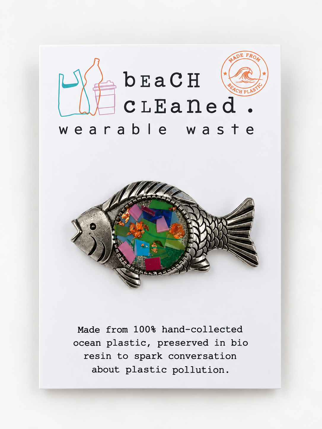 Beach-Cleaned Brooch | Handmade Sustainable Accessory