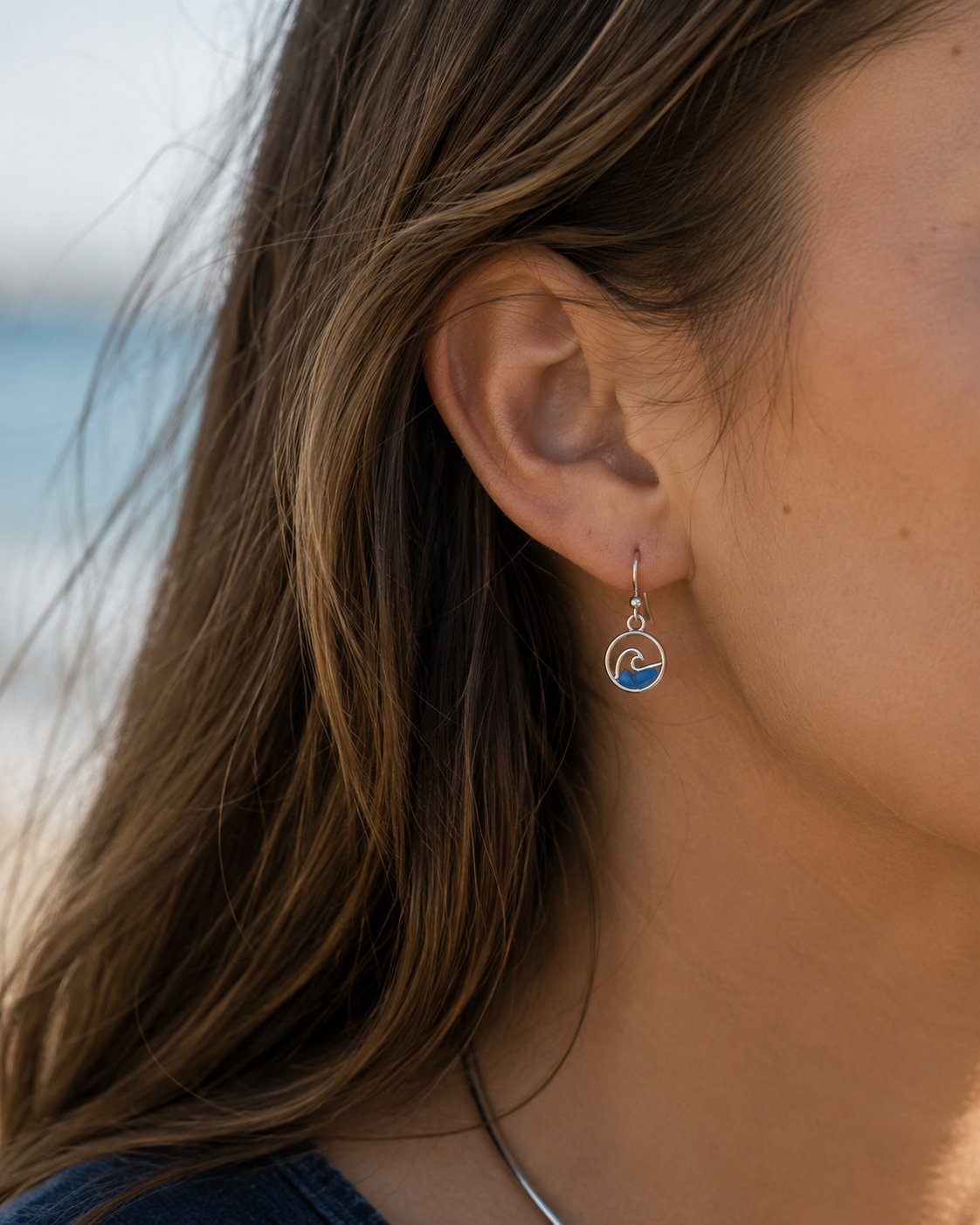 Beach-Cleaned Wave Charm Earrings | Ocean-Inspired Sustainable Jewellery