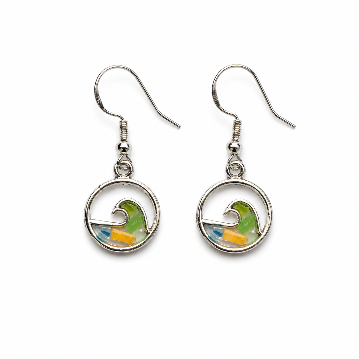 Beach-Cleaned Wave Charm Earrings | Ocean-Inspired Sustainable Jewellery